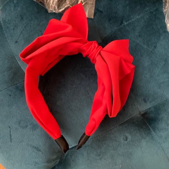 Lot of 5 Bow Headbands Red Green Taupe Baby-Blue Burgundy Hair Accessories - Picture 6 of 12